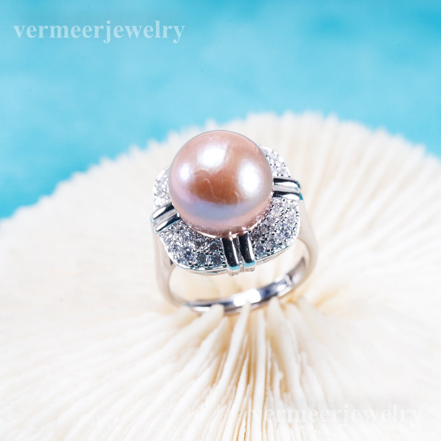 re011104DIY 9-11mm Natural Freshwater pearl Ring accessory 925 sterling silver Adjustable size engagement ring for women