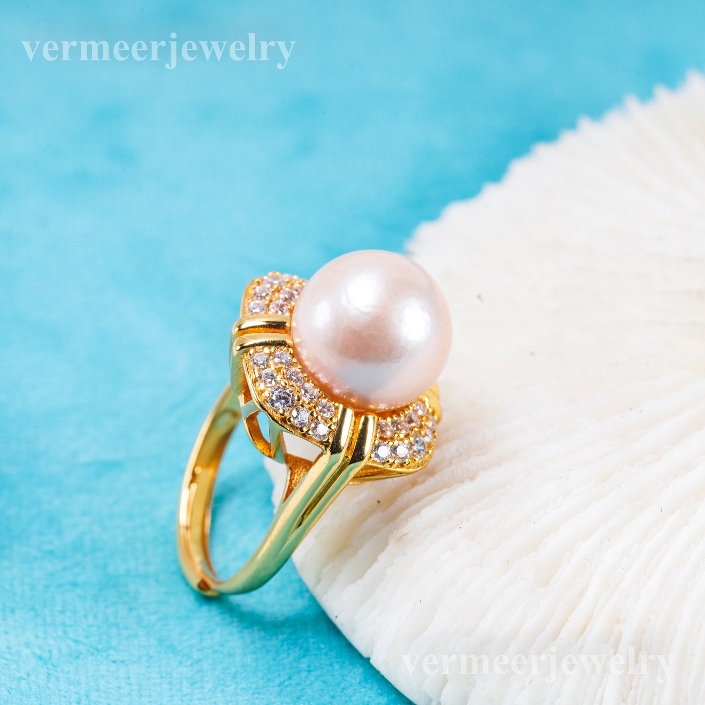 re011104DIY 9-11mm Natural Freshwater pearl Ring accessory 925 sterling silver Adjustable size engagement ring for women