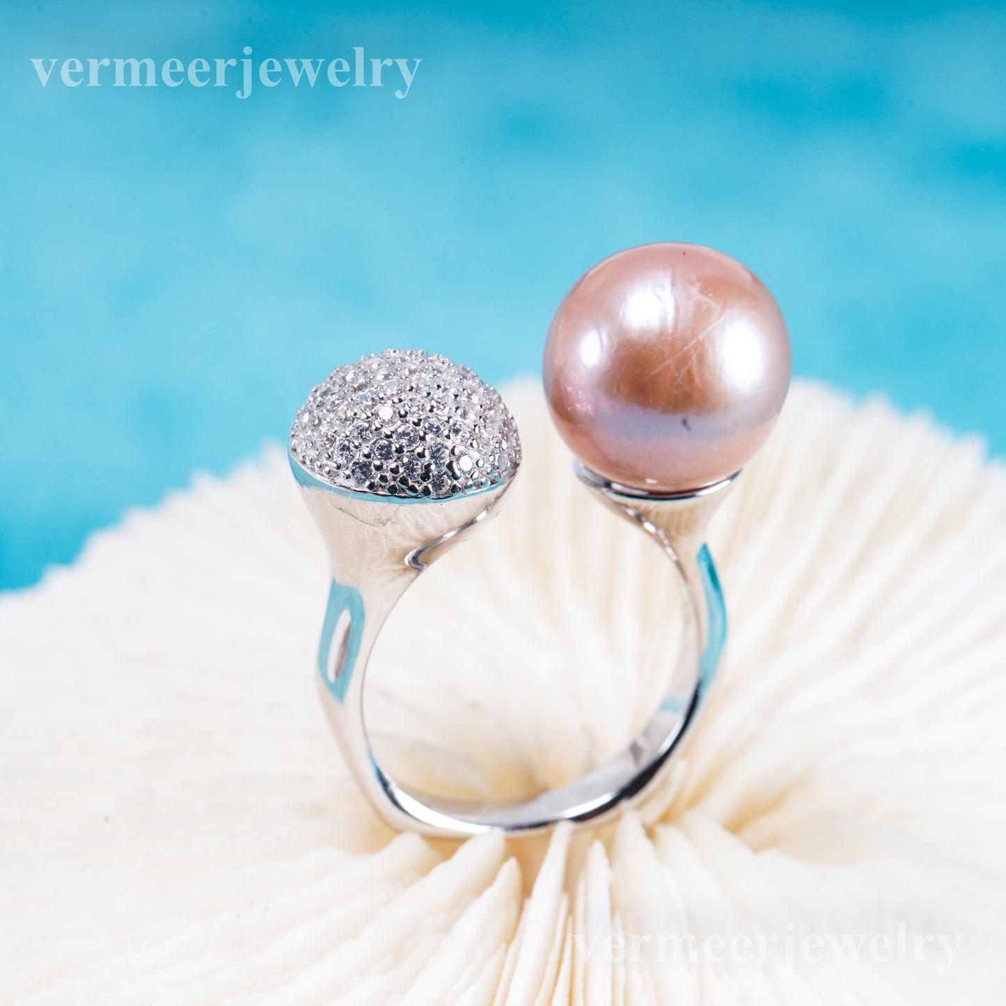 re011109 DIY 9-11mm Natural Freshwater pearl Ring accessory 925 sterling silver Adjustable size engagement ring for women