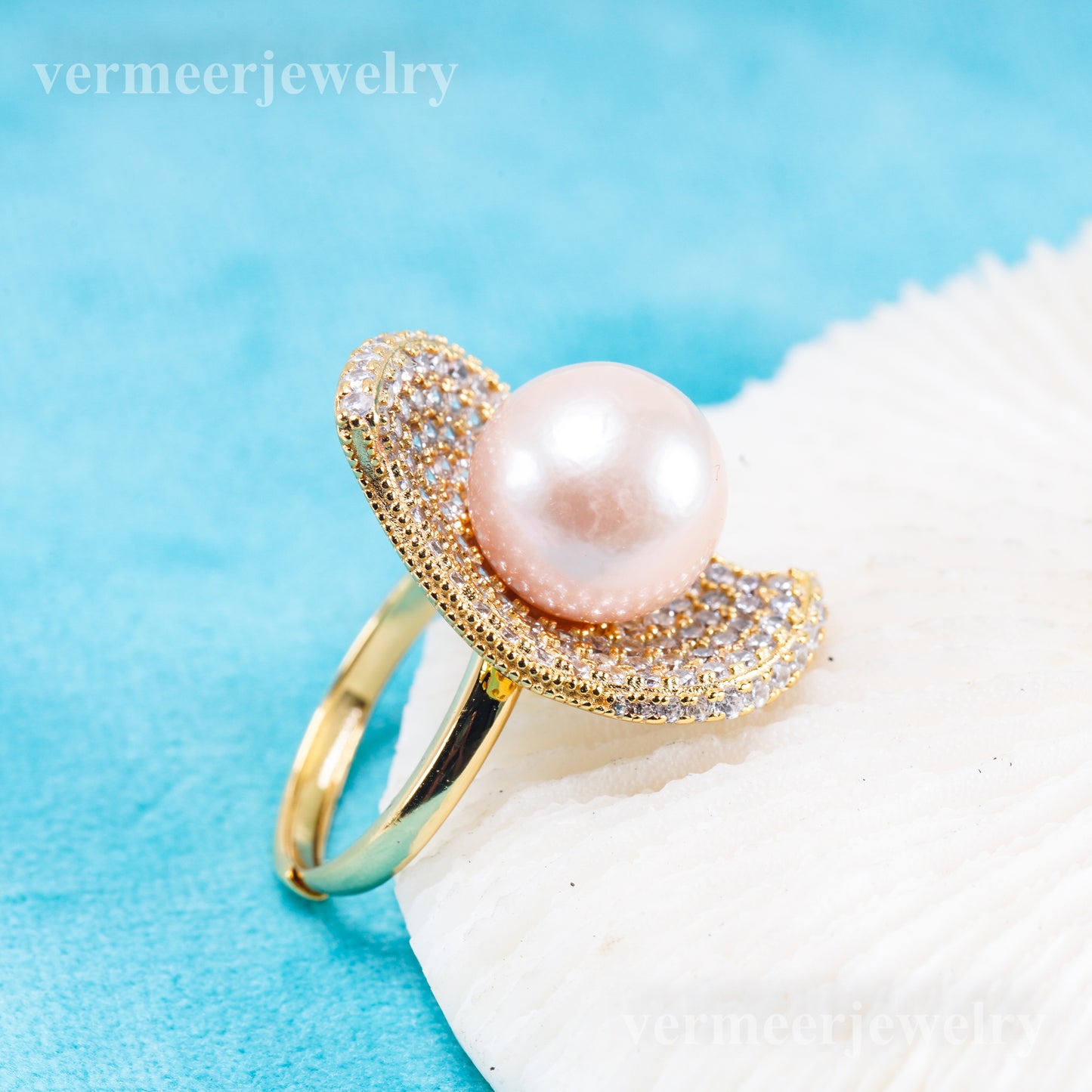 re011110 DIY 9-11mm Natural Freshwater pearl Ring accessory 925 sterling silver Adjustable size engagement ring for women