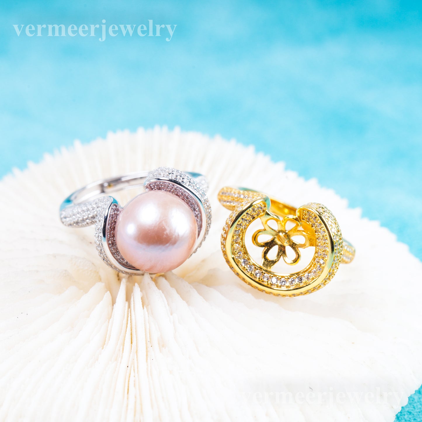 re011111 DIY 9-11mm Natural Freshwater pearl Ring accessory 925 sterling silver Adjustable size engagement ring for women