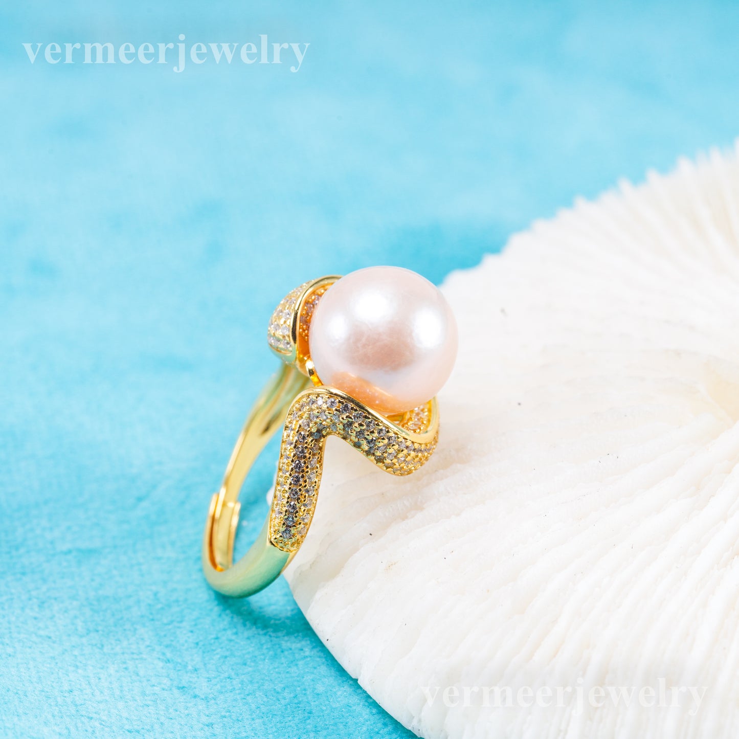 re011111 DIY 9-11mm Natural Freshwater pearl Ring accessory 925 sterling silver Adjustable size engagement ring for women