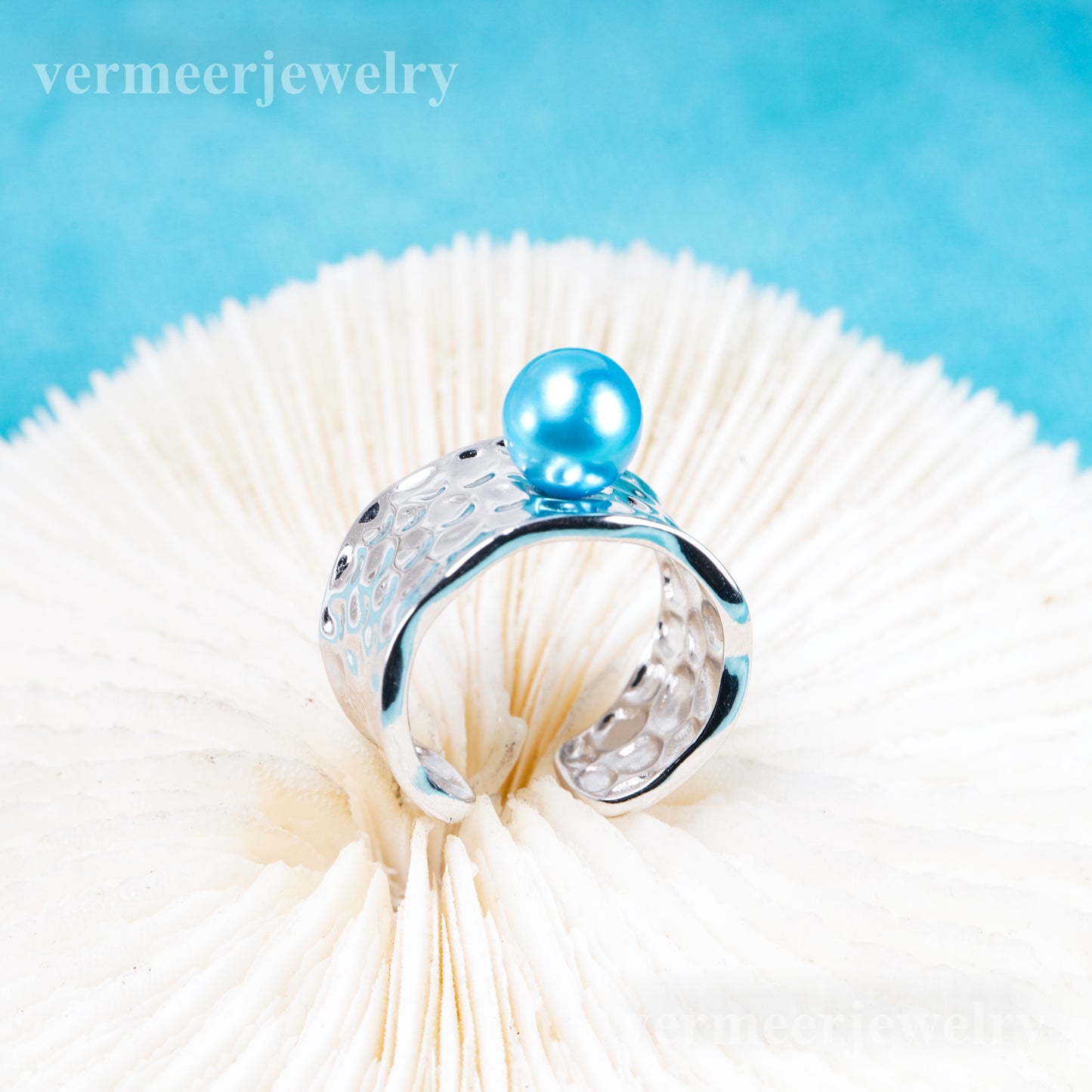 r011099 DIY 6-8mm Natural Freshwater pearl Ring accessory 925 sterling silver Adjustable size engagement jewelry ring for women