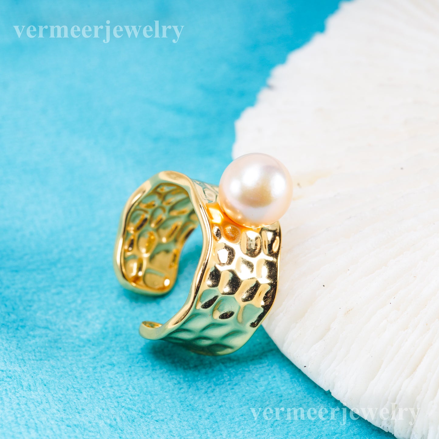 r011099 DIY 6-8mm Natural Freshwater pearl Ring accessory 925 sterling silver Adjustable size engagement jewelry ring for women
