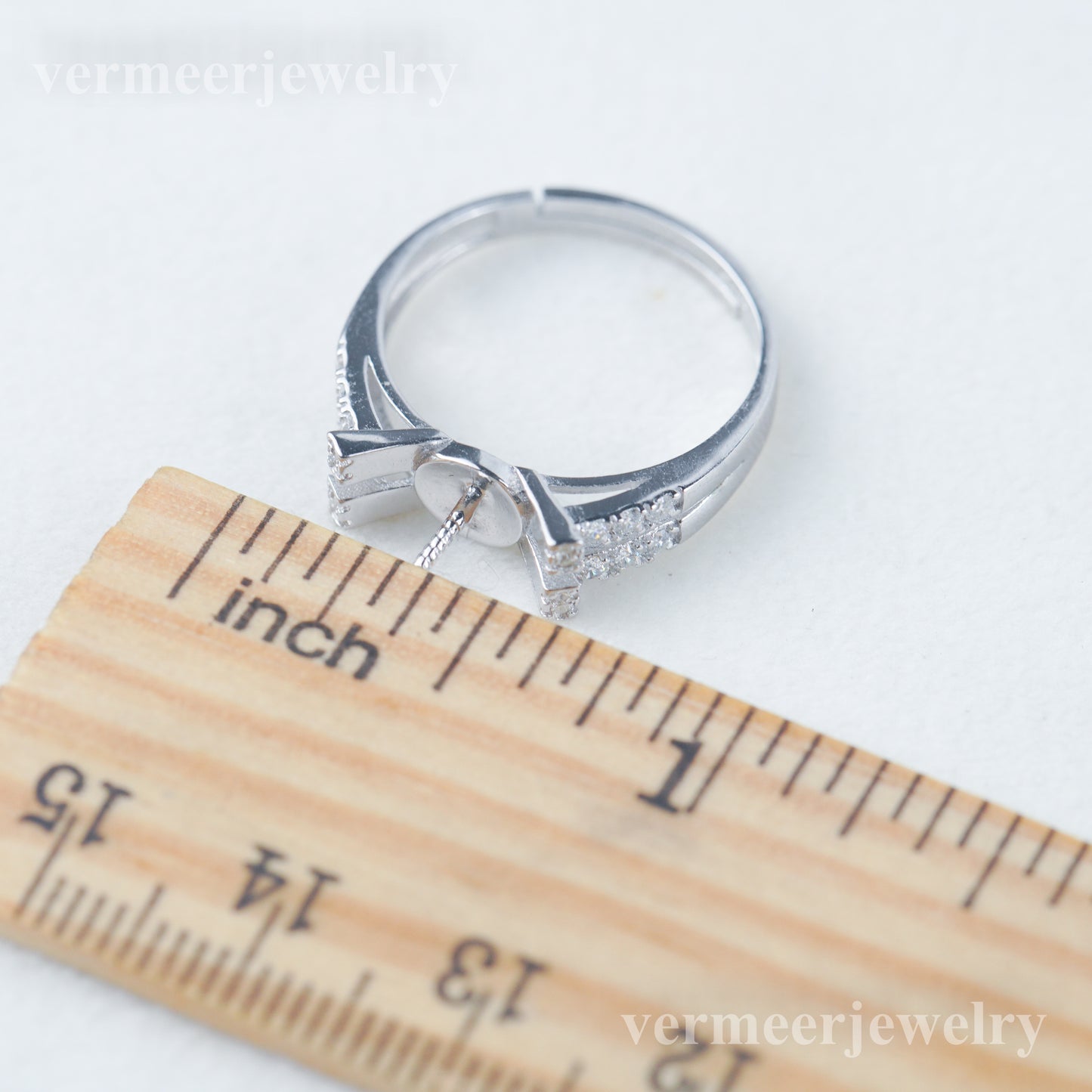 re030973 DIY 9-11mm Natural Freshwater pearl Ring accessory 925 sterling silver Adjustable size engagement ring for women