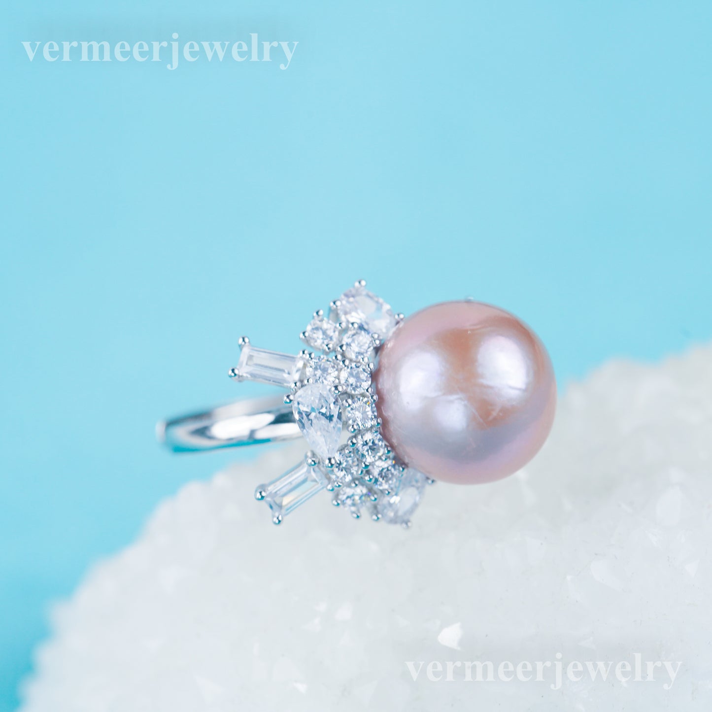 re030976 DIY 9-11mm Natural Freshwater pearl Ring accessory 925 sterling silver Adjustable size engagement ring for women