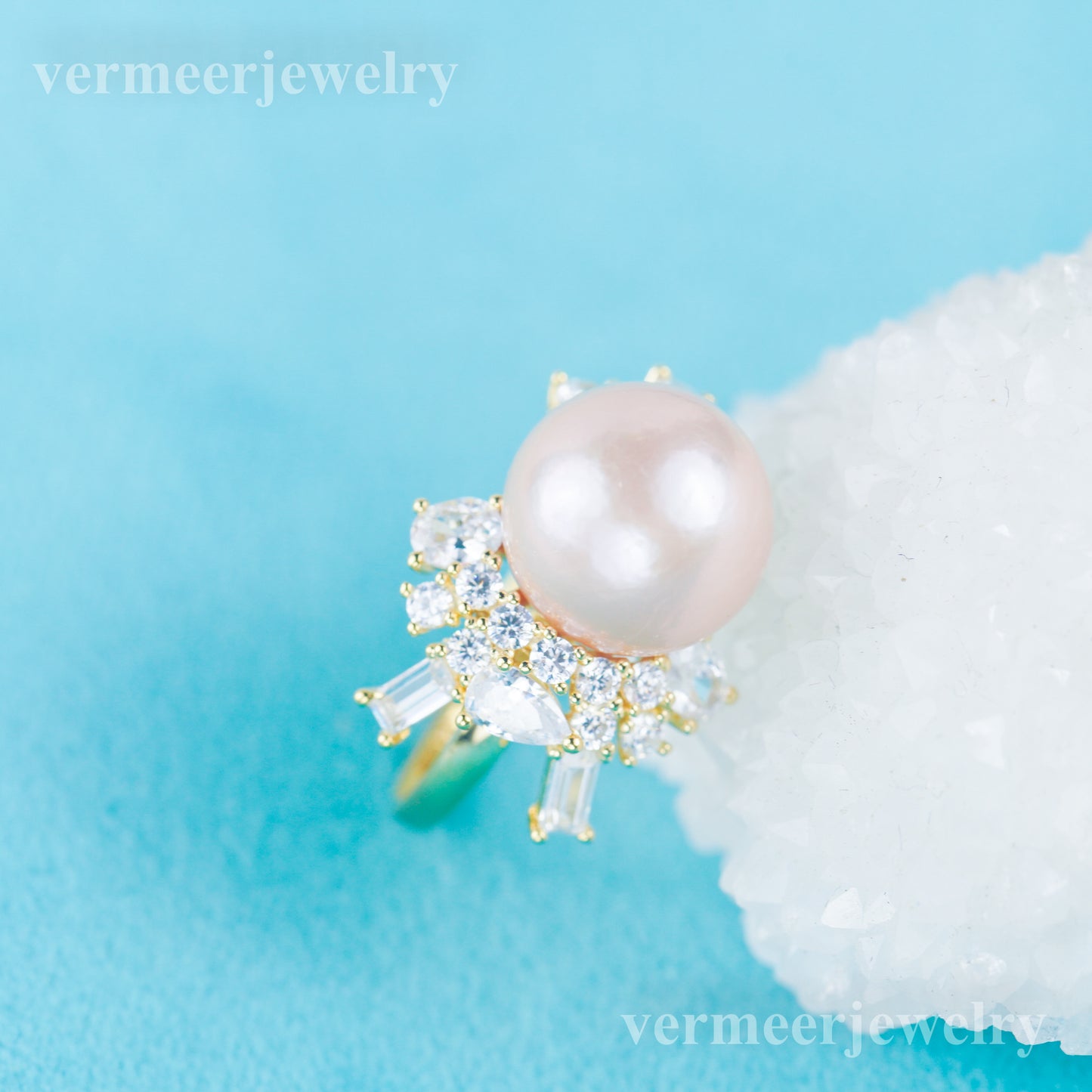 re030976 DIY 9-11mm Natural Freshwater pearl Ring accessory 925 sterling silver Adjustable size engagement ring for women
