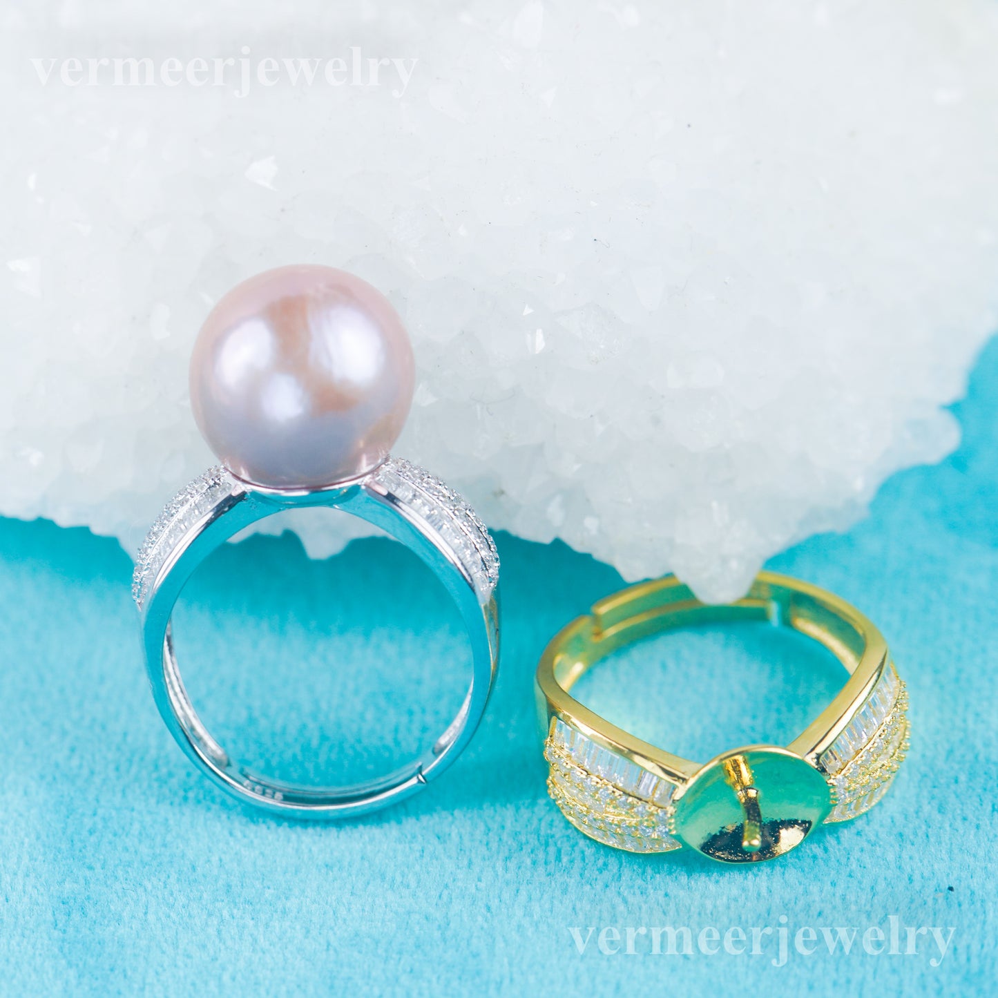 re030977 DIY 9-11mm Natural Freshwater pearl Ring accessory 925 sterling silver Adjustable size engagement ring for women
