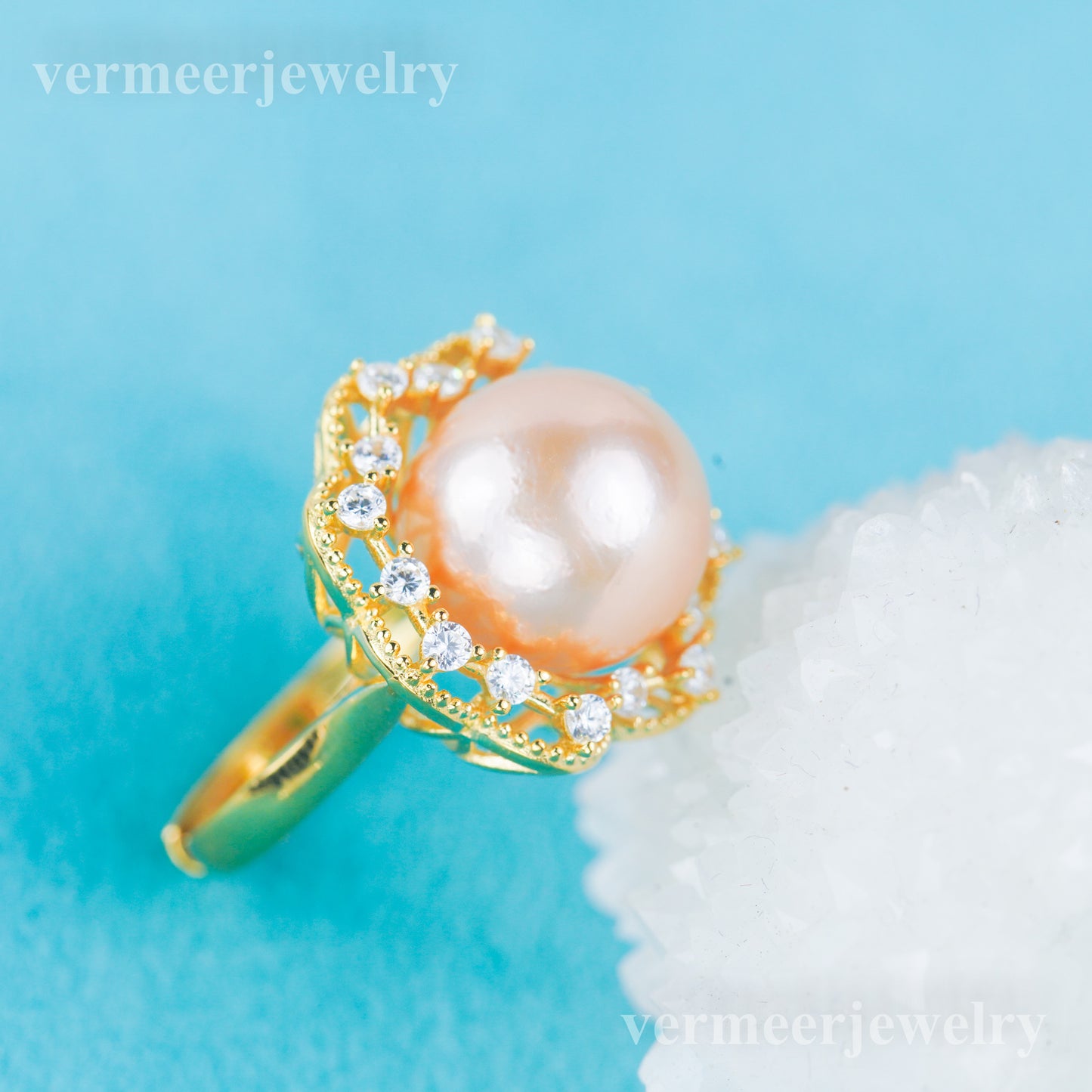 re030978 DIY 9-11mm Natural Freshwater pearl Ring accessory 925 sterling silver Adjustable size engagement ring for women