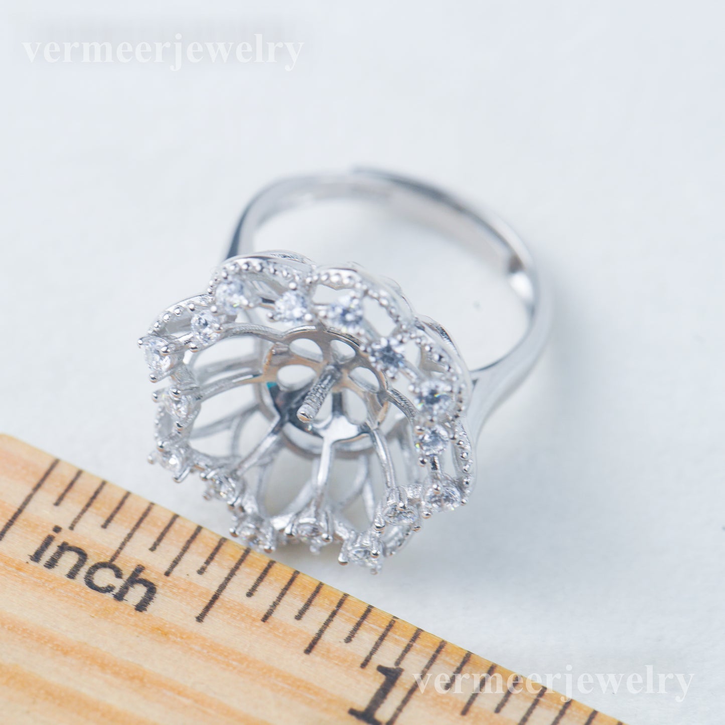 re030978 DIY 9-11mm Natural Freshwater pearl Ring accessory 925 sterling silver Adjustable size engagement ring for women