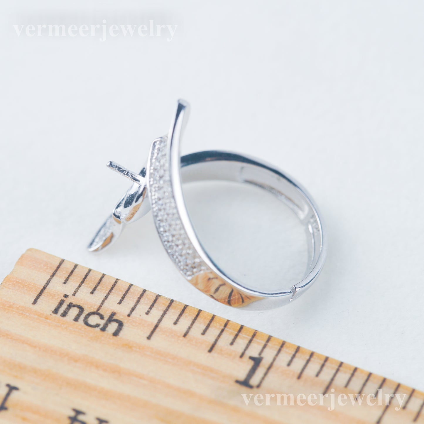 re030979 DIY 9-11mm Natural Freshwater pearl Ring accessory 925 sterling silver Adjustable size engagement ring for women