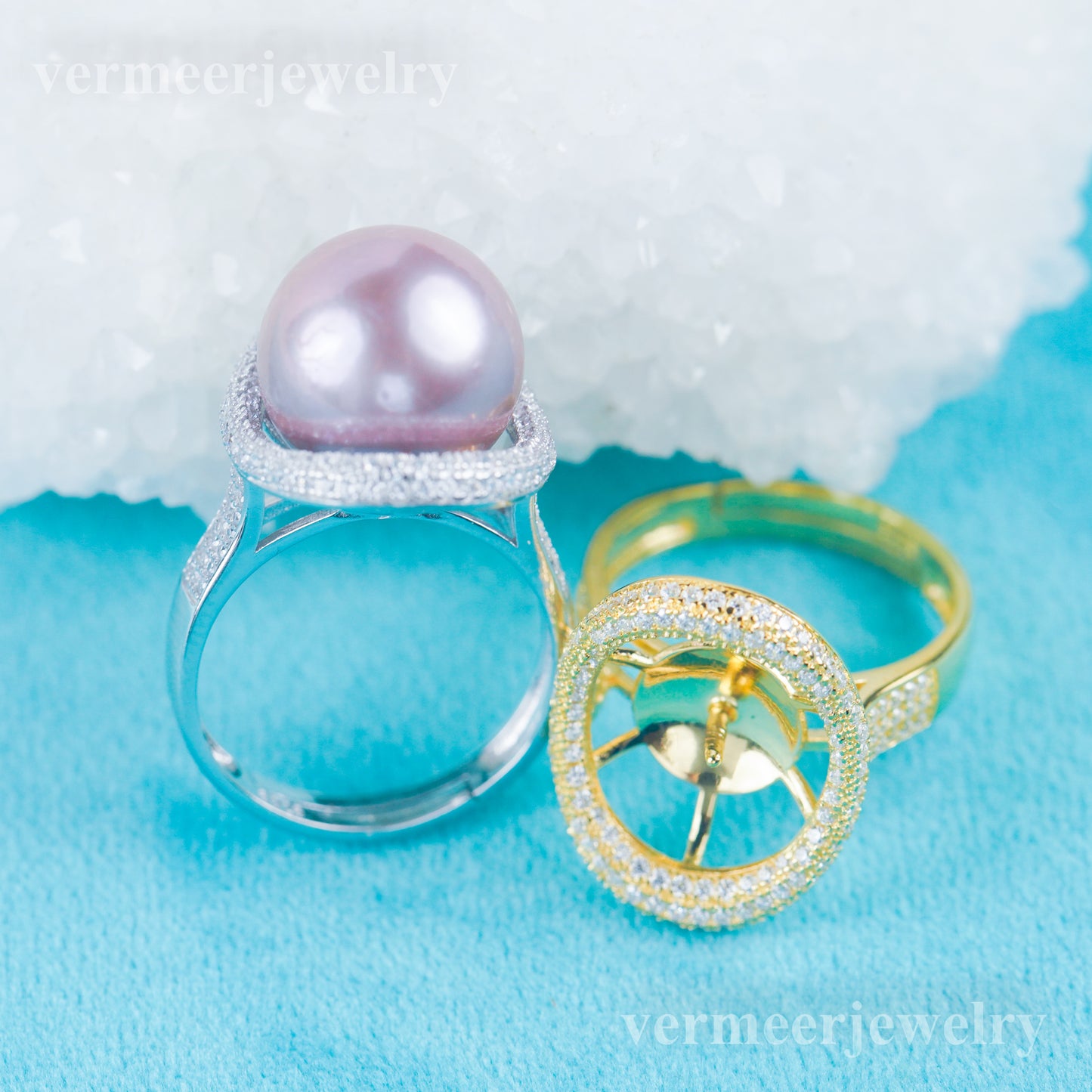 re030980 DIY 9-11mm Natural Freshwater pearl Ring accessory 925 sterling silver Adjustable size engagement ring for women