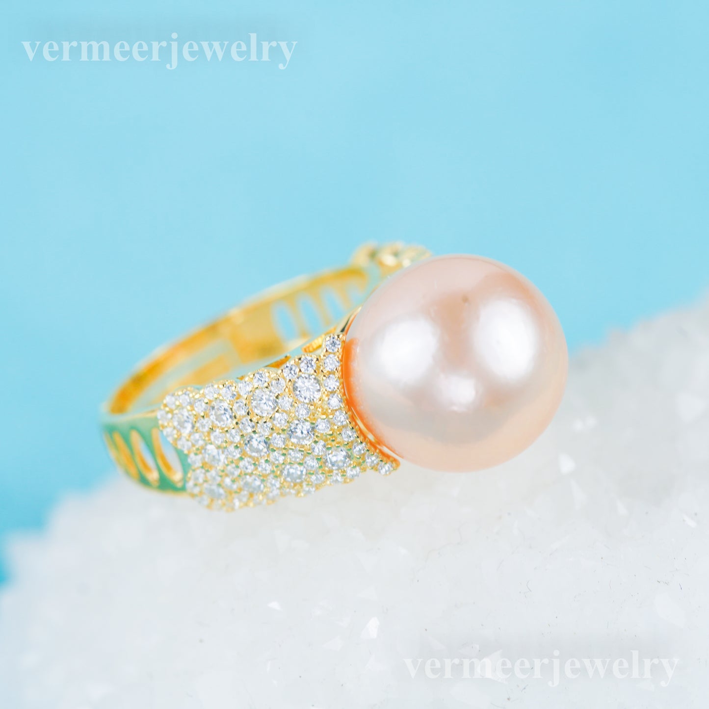 re030981 DIY 9-11mm Natural Freshwater pearl Ring accessory 925 sterling silver Adjustable size engagement ring for women