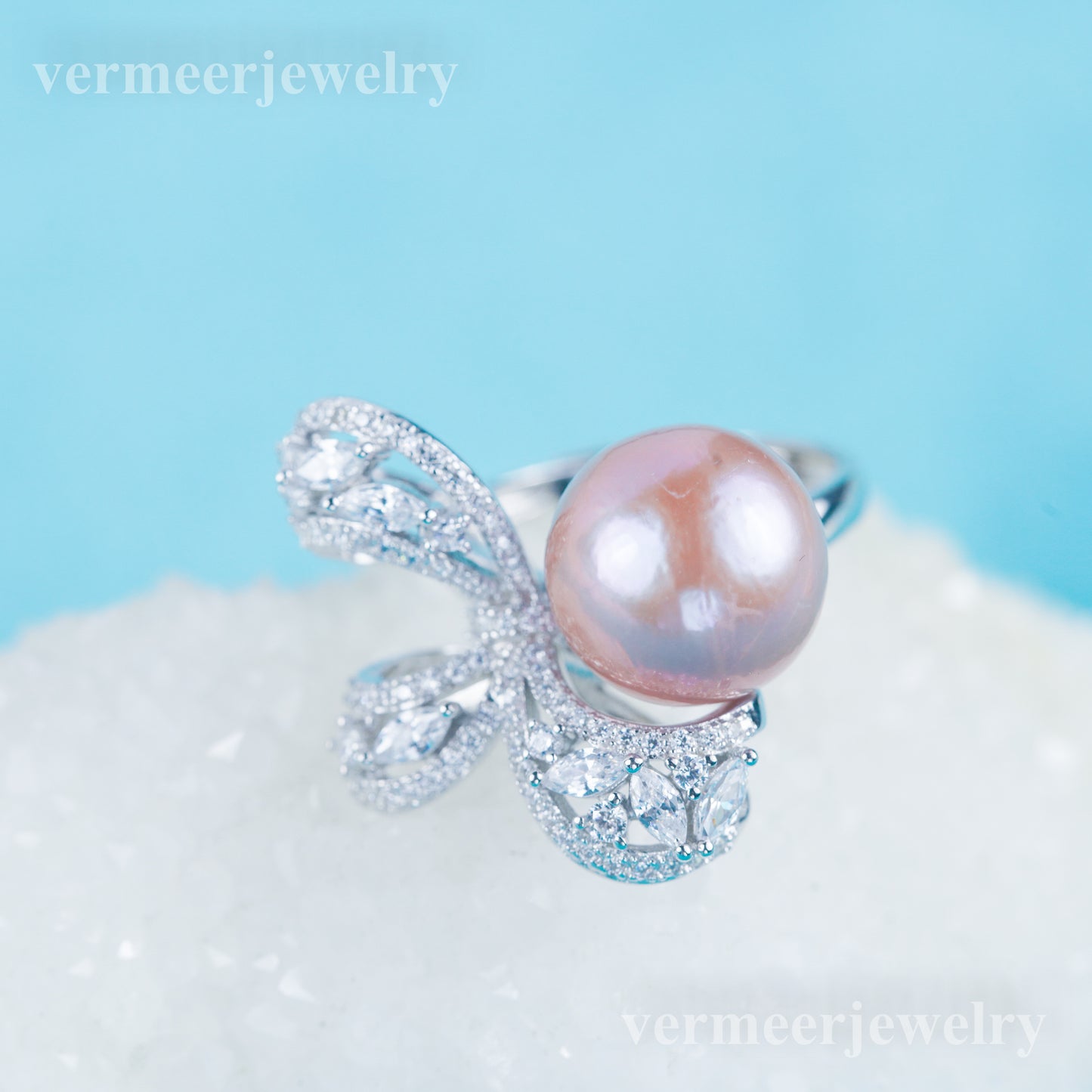 re030982 DIY 9-11mm Natural Freshwater pearl Ring accessory 925 sterling silver Adjustable size engagement ring for women