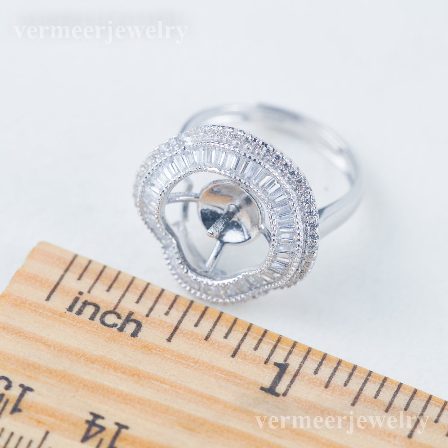 re030983 DIY 9-11mm Natural Freshwater pearl Ring accessory 925 sterling silver Adjustable size engagement ring for women