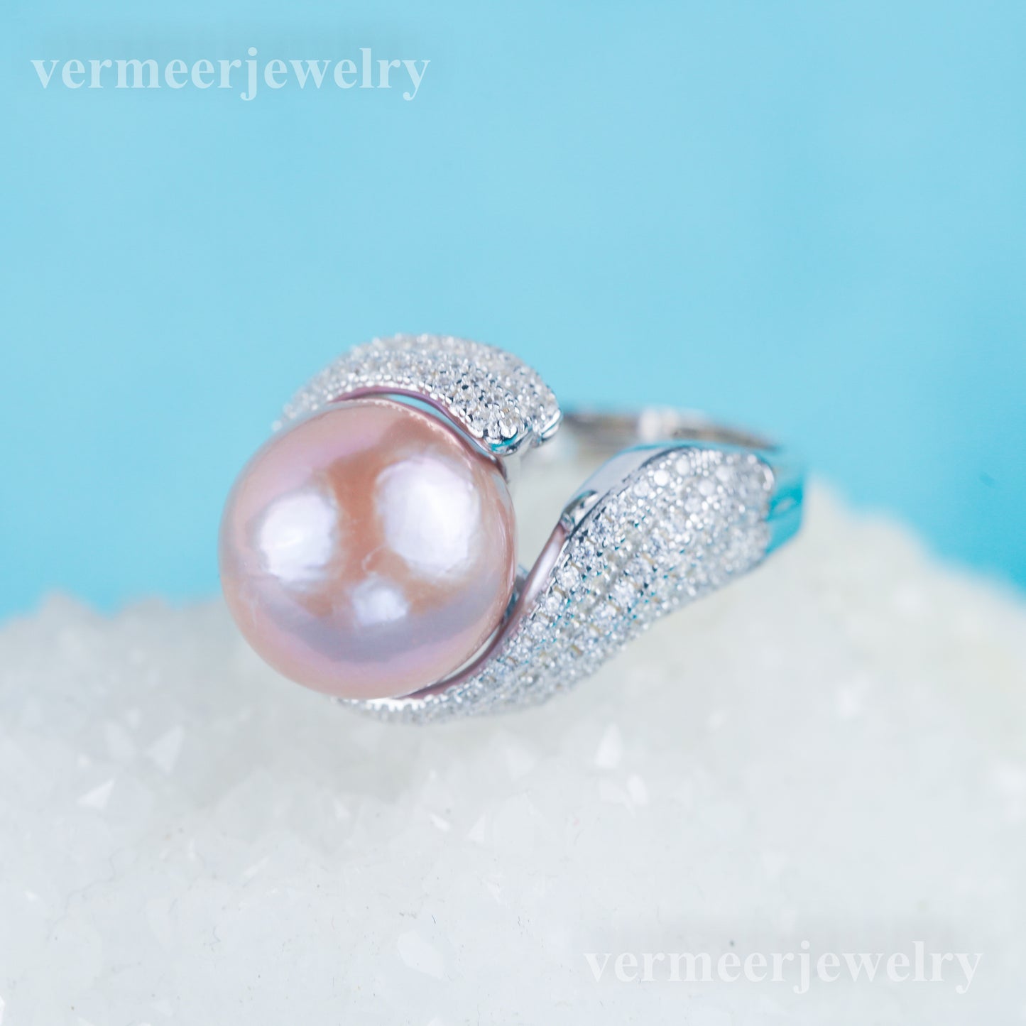 re030984 DIY 9-11mm Natural Freshwater pearl Ring accessory 925 sterling silver Adjustable size engagement ring for women