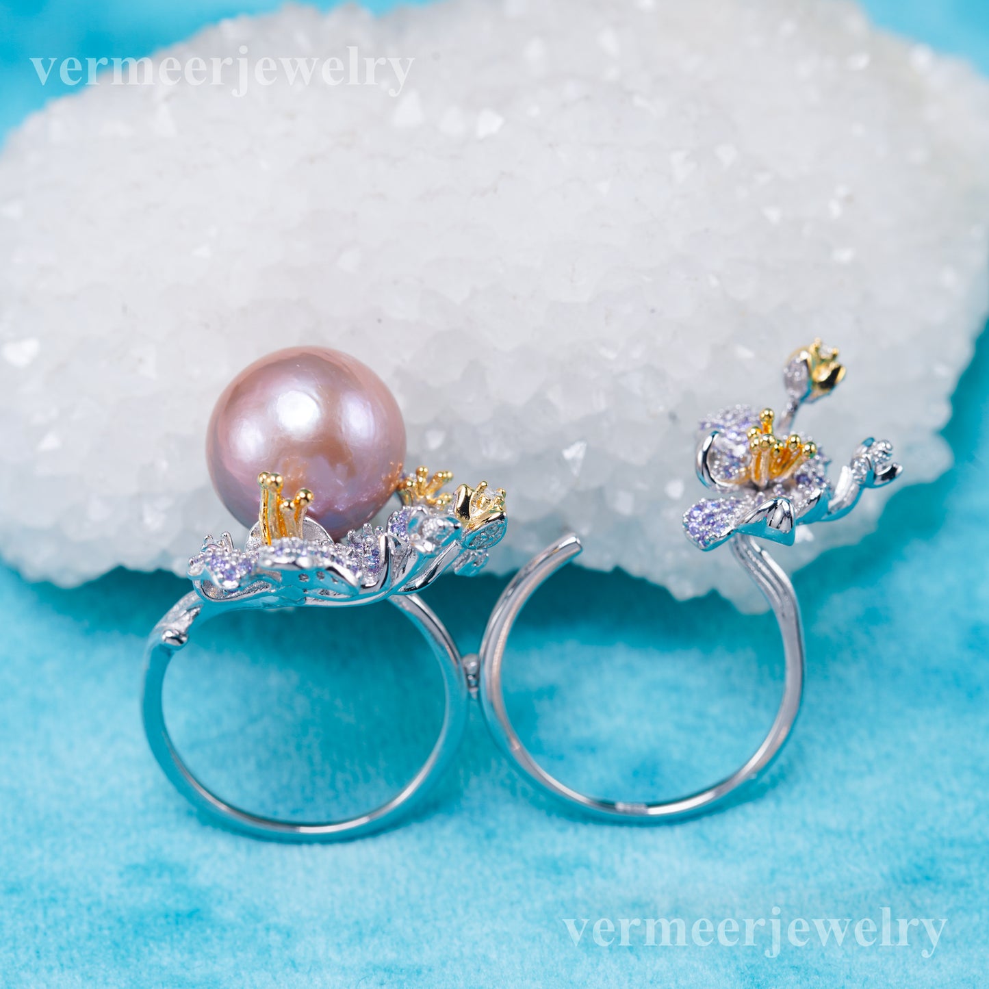 re041031 DIY 9-11mm Natural Freshwater pearl Ring accessory 925 sterling silver Adjustable size engagement ring for women