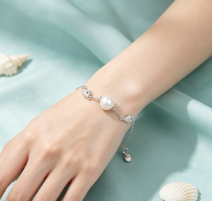 b020163 DIY 7-8mm Natural Freshwater pearl bracelet accessory 925 sterling silver adjustable chain bracelet for women