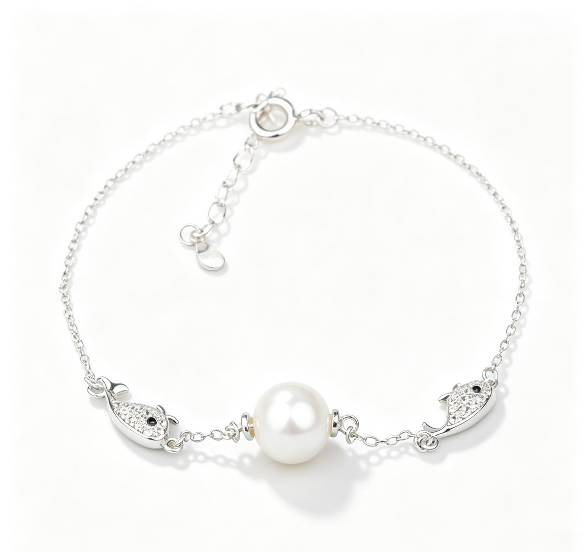b020163 DIY 7-8mm Natural Freshwater pearl bracelet accessory 925 sterling silver adjustable chain bracelet for women