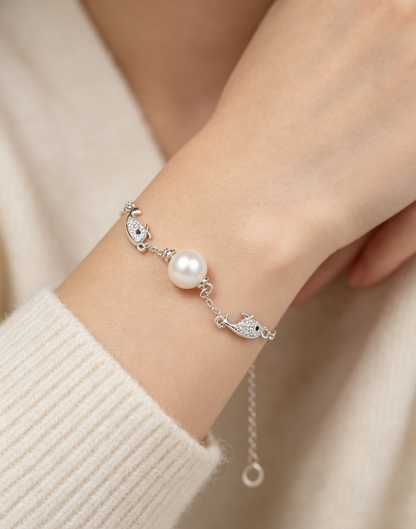 b020163 DIY 7-8mm Natural Freshwater pearl bracelet accessory 925 sterling silver adjustable chain bracelet for women