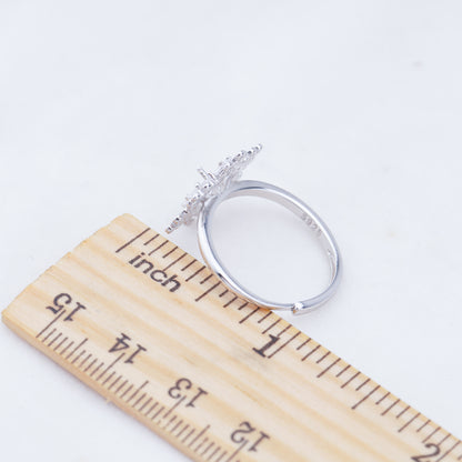 r010930 DIY 6-8mm Natural Freshwater pearl Ring accessory 925 sterling silver Adjustable size engagement jewelry ring for women