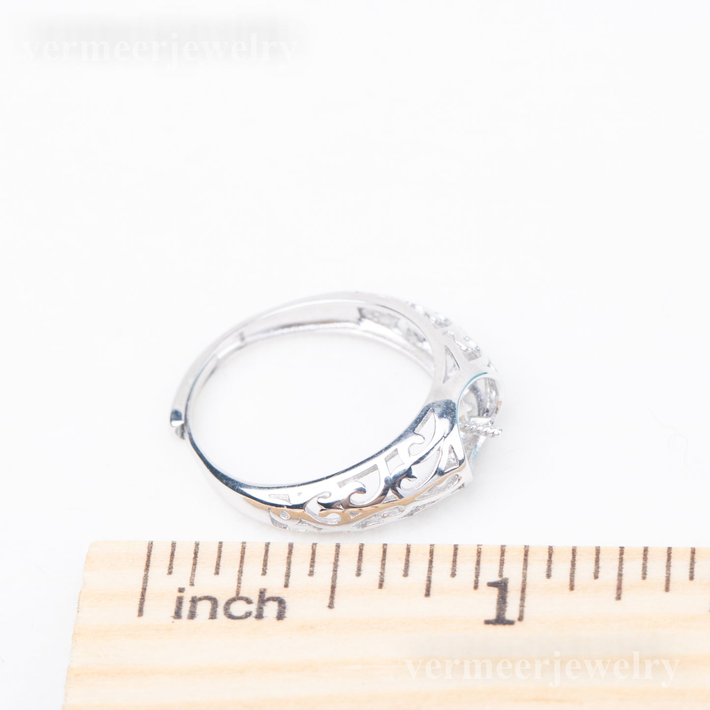 r010846 DIY 7-8mm Natural Freshwater pearl Ring accessory 925 sterling silver Adjustable size engagement jewelry ring for women