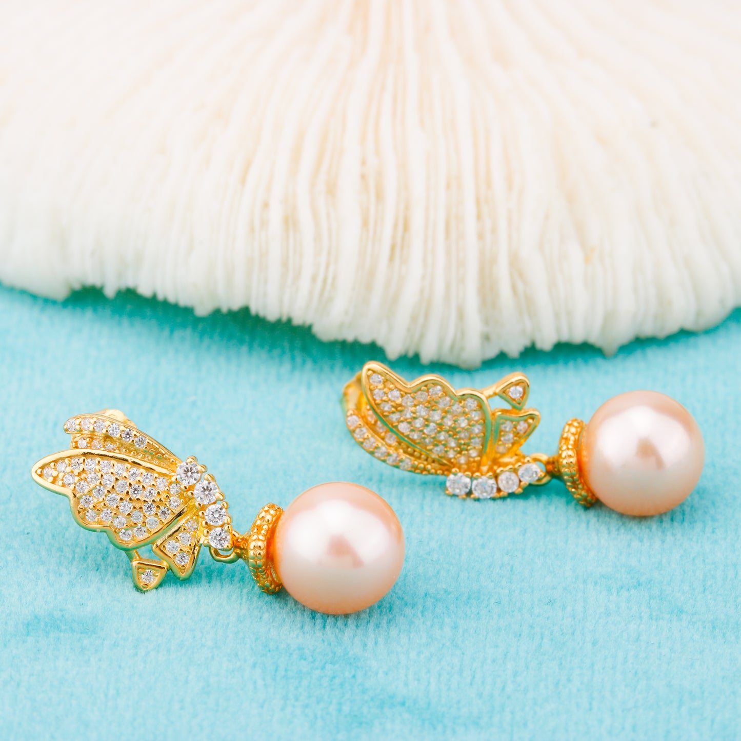 e010861 S925 pearl earring 925 sterling silver DIY 7-8mm Natural Freshwater pearl stud earring for women