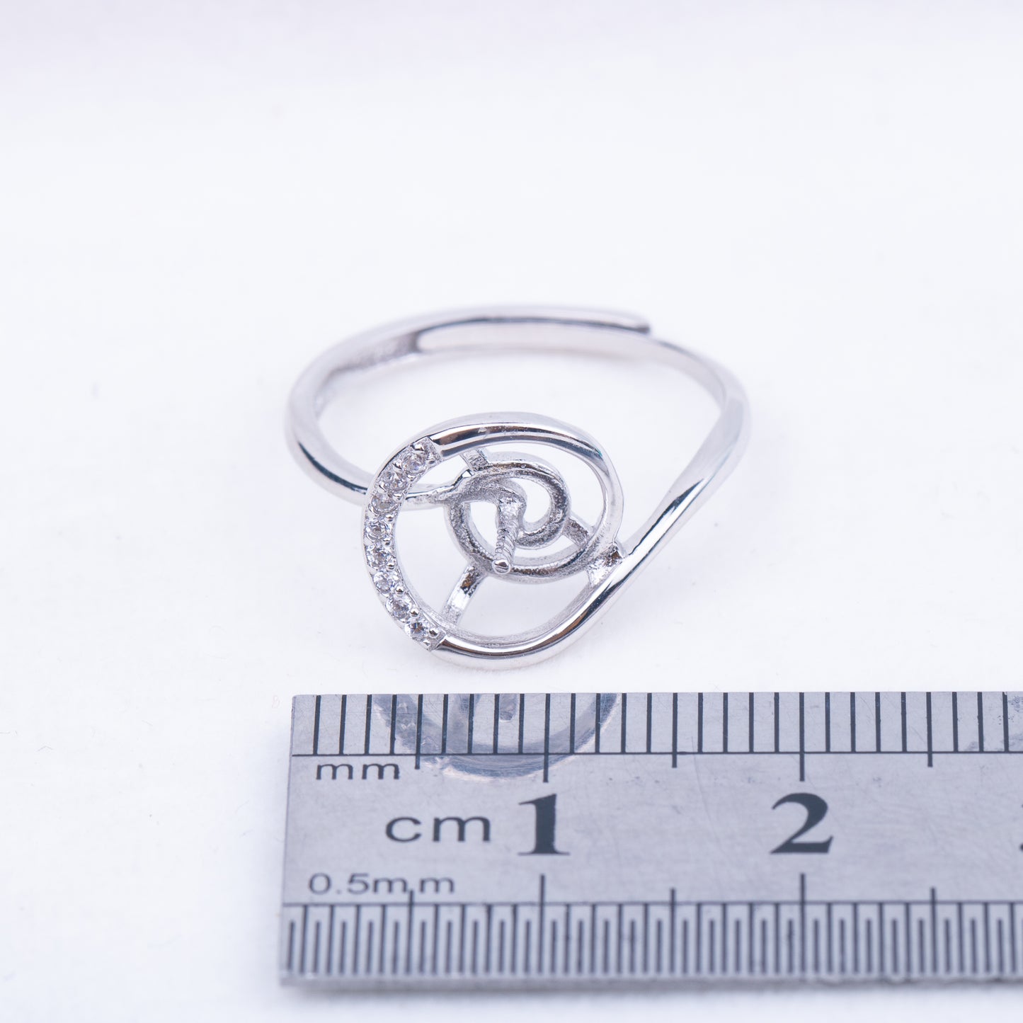 r010759 DIY 7-8mm Natural Freshwater pearl Ring accessory 925 sterling silver Adjustable size engagement jewelry ring for women