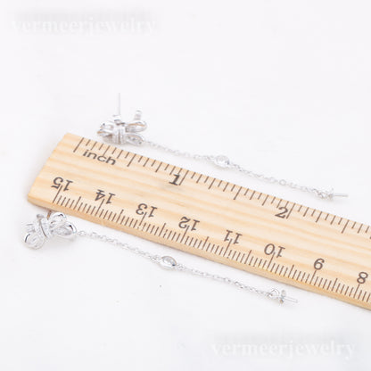 e010896 S925 pearl earring 925 sterling silver DIY 7-8mm Natural Freshwater pearl stud earring for women