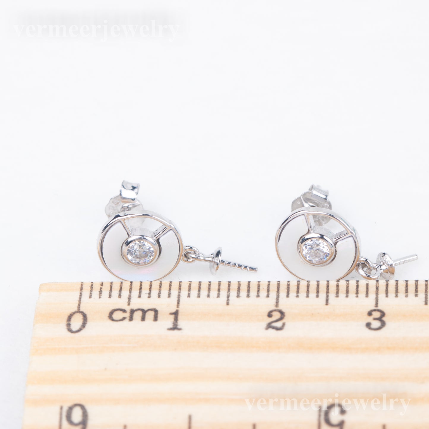 e010803 S925 pearl earring 925 sterling silver DIY 7-8mm Natural Freshwater pearl stud earring for women