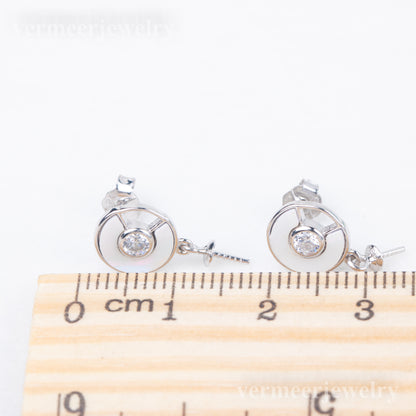 e010803 S925 pearl earring 925 sterling silver DIY 7-8mm Natural Freshwater pearl stud earring for women
