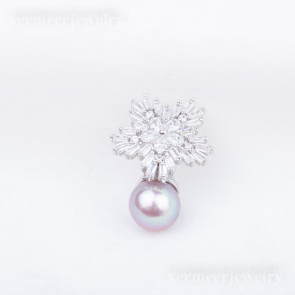 P010834 DIY 7-9mm Natural Freshwater pearl pendant accessory 925 sterling silver engagement jewelry necklace for women
