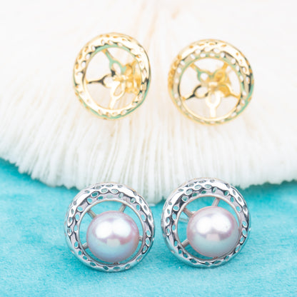 e010759 S925 pearl earring 925 sterling silver DIY 7-8mm Natural Freshwater pearl stud earring for women