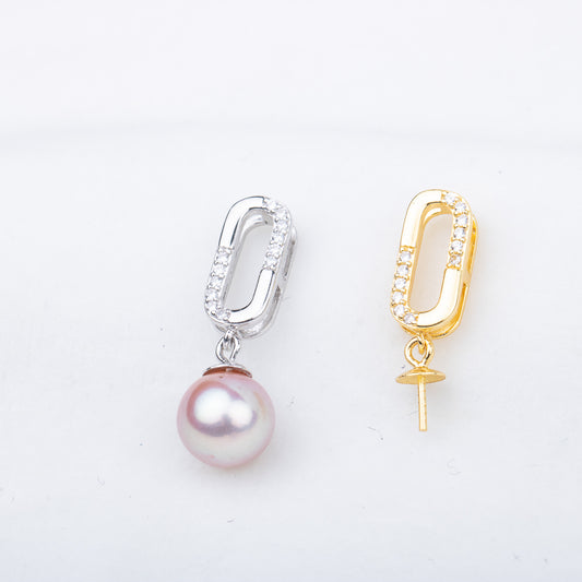 P010847 DIY 7-9mm Natural Freshwater pearl pendant accessory 925 sterling silver engagement jewelry necklace for women