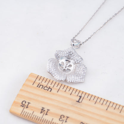 Pe011059  DIY 9-12mm Natural Freshwater pearl pendant accessory 925 sterling silver engagement jewelry necklace for women