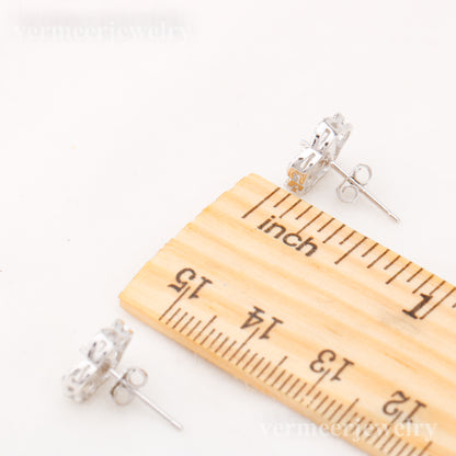 e010872 S925 pearl earring 925 sterling silver DIY 7-8mm Natural Freshwater pearl stud earring for women