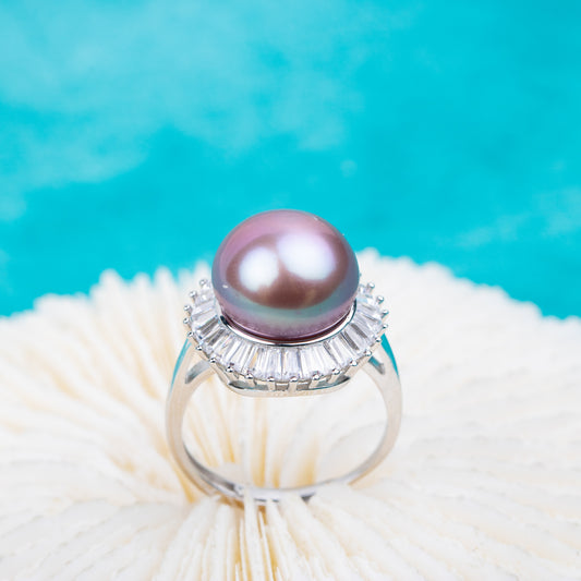 re010727 DIY 9-13mm Natural Freshwater pearl Ring 925 sterling silver Adjustable size engagement jewelry ring for women
