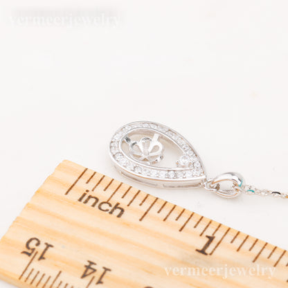 P01012 DIY 6-8mm Natural Freshwater pearl pendant accessory 925 sterling silver engagement jewelry necklace for women