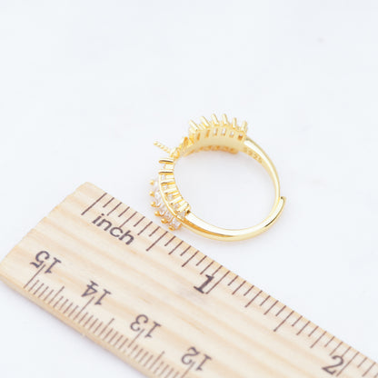 re010940 DIY 9-11mm Natural Freshwater pearl Ring accessory 925 sterling silver Adjustable size engagement ring for women