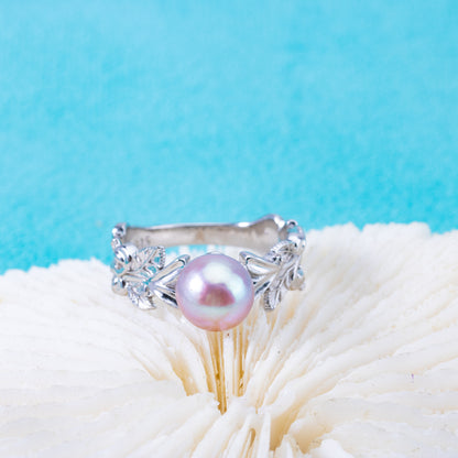sr070882  DIY 6-8mm Natural Freshwater pearl Ring accessory 925 sterling silver Sized ring engagement jewelry ring for women