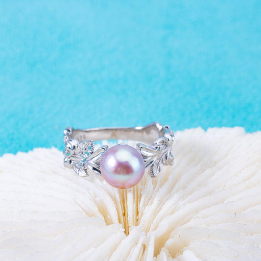 sr070882  DIY 6-8mm Natural Freshwater pearl Ring accessory 925 sterling silver Sized ring engagement jewelry ring for women
