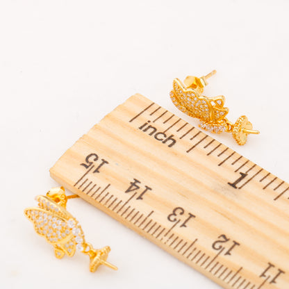 e010861 S925 pearl earring 925 sterling silver DIY 7-8mm Natural Freshwater pearl stud earring for women