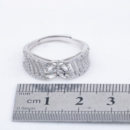 r010811 DIY 7-8mm Natural Freshwater pearl Ring accessory 925 sterling silver Adjustable size engagement jewelry ring for women