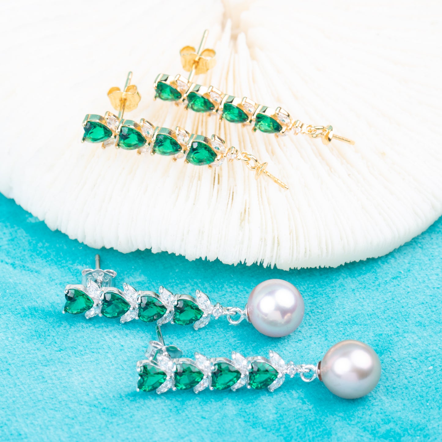 e010819 S925 pearl earring 925 sterling silver DIY 7-8mm Natural Freshwater pearl stud earring for women