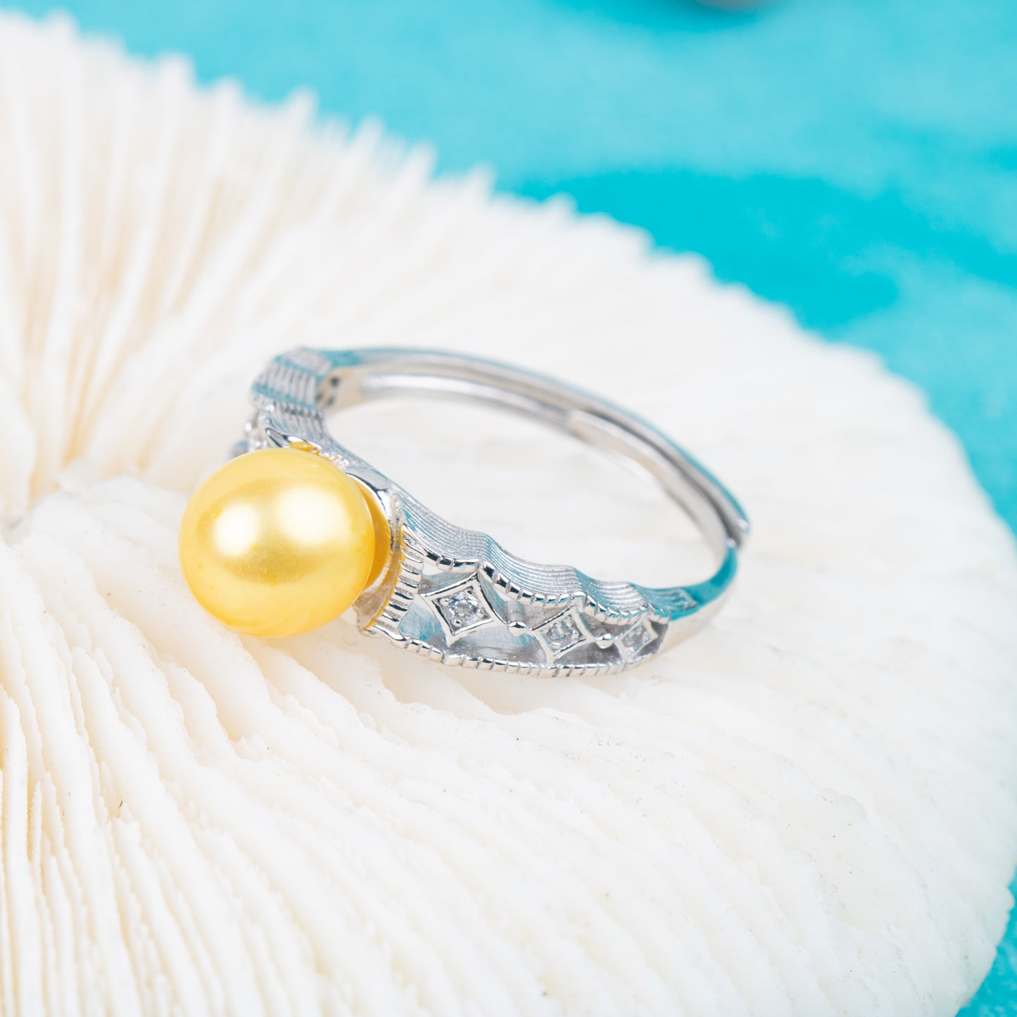 r040825 DIY 7-8mm Natural Freshwater pearl Ring accessory 925 sterling silver Adjustable size engagement jewelry ring for women