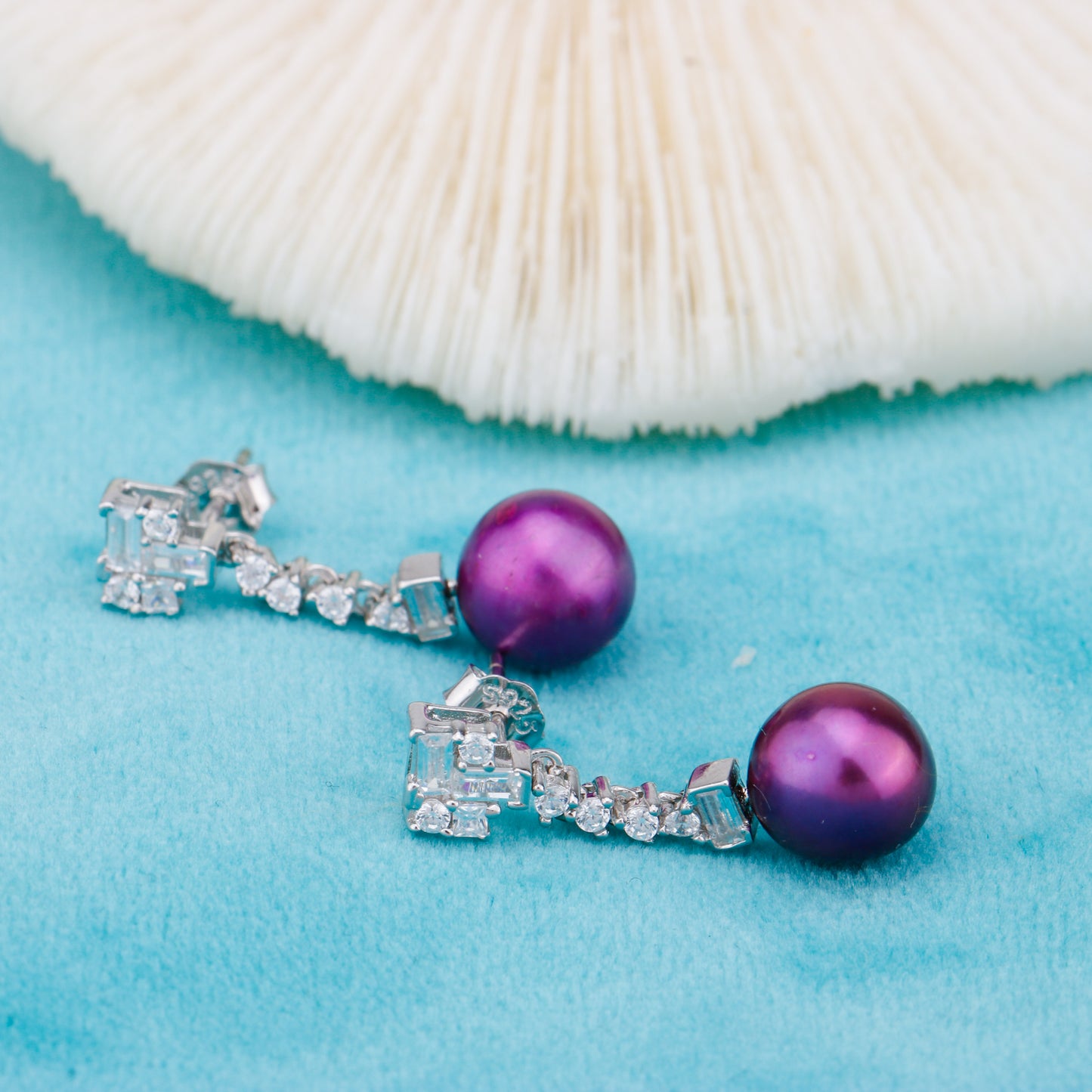 e010885 S925 pearl earring 925 sterling silver DIY 7-8mm Natural Freshwater pearl stud earring for women