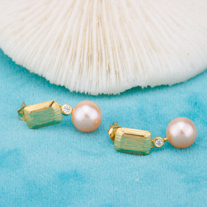 e010882 S925 pearl earring 925 sterling silver DIY 7-8mm Natural Freshwater pearl stud earring for women