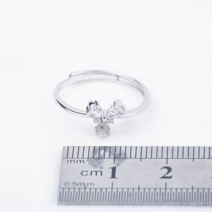 r030797 DIY 7-8mm Natural Freshwater pearl Ring accessory 925 sterling silver Adjustable size engagement jewelry ring for women