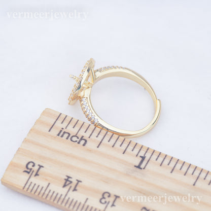re010951 DIY 9-11mm Natural Freshwater pearl Ring accessory 925 sterling silver Adjustable size engagement ring for women