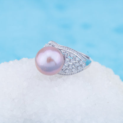 re010967 DIY 9-11mm Natural Freshwater pearl Ring accessory 925 sterling silver Adjustable size engagement ring for women